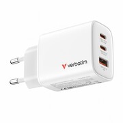 Verbatim Ładowarka GaN 65W QC 3.0, 2xUSB-C, 1x USB-A PD 3.0 EU Verbatim