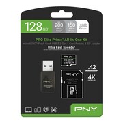 PNY Karta pamięci microSDXC Elite Prime 128GB + adapter SD + czytnik USB-A PNY