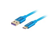 Lanberg Kabel Premium USB CM - AM 2.0 1m niebieski 5A, pełna miedź Lanberg