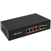 Qoltec Przełącznik sieciowy SWITCH FAST ETHERNET PoE 4x RJ45 PoE 1x RJ45Uplink 1x SFP | 65W | 1000 Mb/s Qoltec
