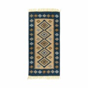 Dywan z frędzlami Kilim dwustronny niebieski 60 x 120 cm MULTI-DECOR