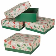 PUDEŁKO PREZENTOWE OPAKOWANIE ŚWIĄTECZNE 200x200x85 mm z nadrukiem CHOINKI PromoFriends