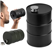 Piersiówka BECZKA 600 ml stal nierdzewna czarna PromoFriends