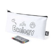Piórnik do kolorowania RPET ECOLOGY w zestawie z 5 kredkami świecowymi PromoFriends