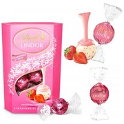 Lindt Lindor Pralinki z białej czekolady z kawałkami truskawek 200 g LINDT