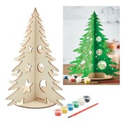 NATURALNA DREWNIANA CHOINKA DO POMALOWANIA + FARBY + PĘDZELEK W ZESTAWIE PromoFriends