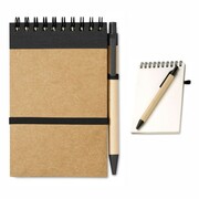 NOTES Z DŁUGOPISEM NOTESIK A6 70 GŁADKICH KARTEK EKOLOGICZNY 140 STRON - CZARNY PromoFriends