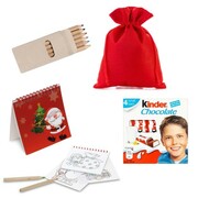 ZESTAW ŚWIĄTECZNY DLA DZIECI W WORKU KOLOROWANKA, KREDKI, SŁODYCZE PromoFriends