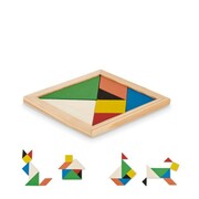KOLOROWE DREWNIANE KLOCKI TANGRAM 7 ELEMENTÓW GRA LOGICZNA Midocean