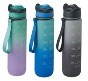 BUTELKA NA WODĘ Z MIARKĄ SPORTOWA BIDON 1000ML DO SZKOŁY NA SIŁOWNIĘ PromoFriends