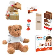SŁODKI ZESTAW UPOMINKOWY MIŚ PLUSZOWY + SŁODYCZE + KREDKI W WORECZKU KARNECIK GRATIS PromoFriends