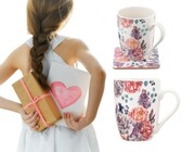 Zestaw KUBEK porcelanowy + Podkładka Kwiaty ZESTAW PREZENTOWY Altom