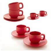 ZESTAW 2 FILIŻANEK DO ESPRESSO 85 ml - 2x filiżanka 2x spodek - CZERWONY PromoFriends