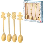 ZESTAW 4 ŚWIĄTECZNYCH ŁYŻECZEK DO GORĄCEJ CZEKOLADY, HERBATY Złote łyżeczki Altom