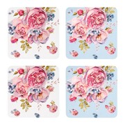 ZESTAW 4 PODKŁADEK POD KUBEK 10X10 CM WZÓR KWIATÓW IDEALNE NA PREZENT COLOR BOX altom SCARLETT Altom