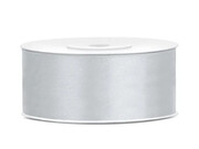 WSTĄŻKA SATYNOWA TASIEMKA 25MM/25M SREBRNA PromoFriends