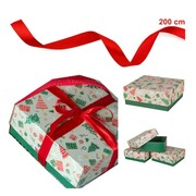 ZESTAW PUDEŁKO PREZENTOWE OPAKOWANIE ŚWIĄTECZNE 200x200x85 mm + 200 CM WSTĄŻKI PromoFriends