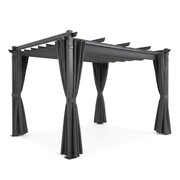 Aluminiowa pergola ogrodowa | 3x4m | Zasłony | Szary