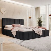 Łóżko tapicerowane z pojemnikiem SFG0144 | 160x200 | Welur | Czarny