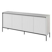 Komoda ryflowana biała TREND 04 / czarne nogi