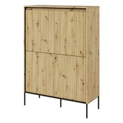 Komoda frezowana wysoka dąb artisan TREND 03 / czarne nogi