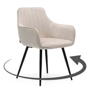 Krzesło obrotowe do jadalni DC-0084-2 | Welur beżowy #5 | Czarne nogi