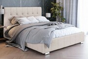 Łóżko tapicerowane z pojemnikiem LB-150P | 180x200 | Welur | Beżowy