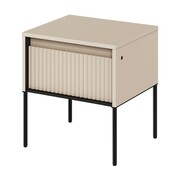 Szafka nocna ryflowana beżowa TREND 10 czarne nogi