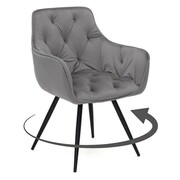 Krzesło obrotowe tapicerowane DC-0084-3 szary welur / czarne nogi