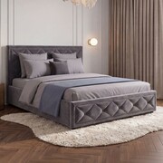 Łóżko tapicerowane z pojemnikiem LB-45P | 120x200 | Welur | Szary 9999001210000