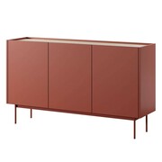 Komoda trzydrzwiowa COLOR K144/83 | Ceramiczny czerwony, dąb linea