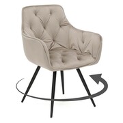 Krzesło obrotowe tapicerowane DC-0084-3 ciemny beżowy welur, czarne nogi