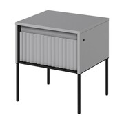 Szafka nocna ryflowana szara TREND 10 czarne nogi