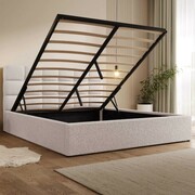 Łóżko tapicerowane z pojemnikiem SFG0151 | 160x200 | Boucle | Beżowy