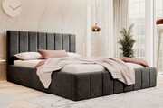 Łóżko tapicerowane z pojemnikiem SFG0116 | 160x200 | Welur | Czarny