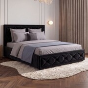 Łóżko tapicerowane z pojemnikiem LB-45P | 120x200 | Welur | Czarny 9999001210000