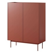 Komoda wysoka COLOR KD97 | Ceramiczny czerwony, dąb linea