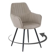 Krzesło obrotowe do jadalni DC-0084-2 | Welur ciemny beżowy #7 | Czarne nogi