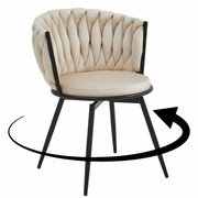 Krzesło obrotowe Glamour DC-3027 | Beżowy welur #5 | Czarne nogi