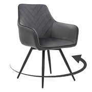 Krzesło obrotowe do jadalni DC-0084-6 | Welur szary | Czarne nogi