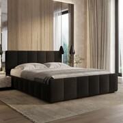 Łóżko tapicerowane z pojemnikiem SFG0166 | 160x200 | Welur | Czarny
