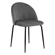 Krzesło tapicerowane THDC015-1 szary welur/czarne nogi