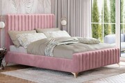 Łóżko tapicerowane BELANIA (SF1023) Glamour | 160x200 | Welur | Różowy | Nogi złote
