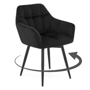 Krzesło obrotowe FREJA czarny welur, czarne nogi