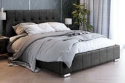 Łóżko tapicerowane z pojemnikiem LB-150P | 180x200 | Welur | Czarny