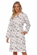 Luksusowy bawełniany szlafrok Snowman, biały, ocieplany L DN Nightwear