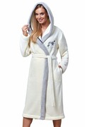 Szlafrok damski Hillary ecru z kwiatową aplikacją XL L&L
