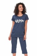 Piżama dla mam karmiących Happy mom ciemnoniebieska S DN Nightwear