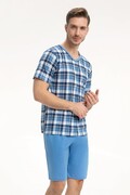 Piżama męska Orin niebieskie w kratkę L Luna