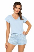 Bawełniana piżama Sky short niebieska w kropki L Donna